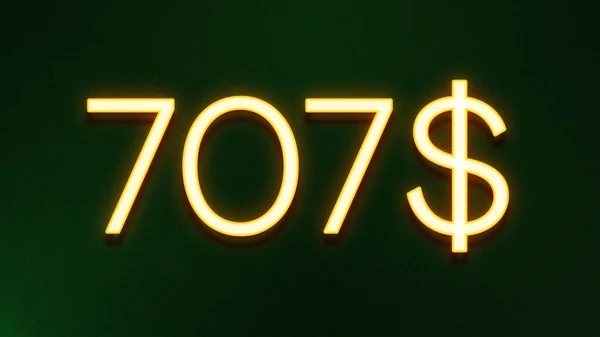 Símbolo Luz Dourada 707 Dólares Ícone Preço Fundo Escuro — Fotografia de Stock