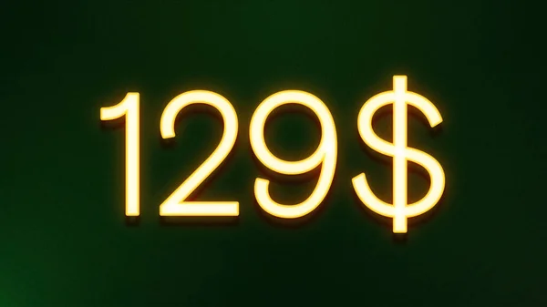 Símbolo Luz Dorada 129 Dólares Icono Precio Sobre Fondo Oscuro —  Fotos de Stock