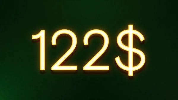 Goldenes Lichtsymbol Von 122 Dollar Preissymbol Auf Dunklem Hintergrund — Stockfoto