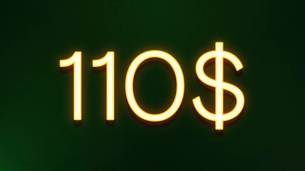 Goldenes Lichtsymbol Von 110 Dollar Preissymbol Auf Dunklem Hintergrund — Stockfoto