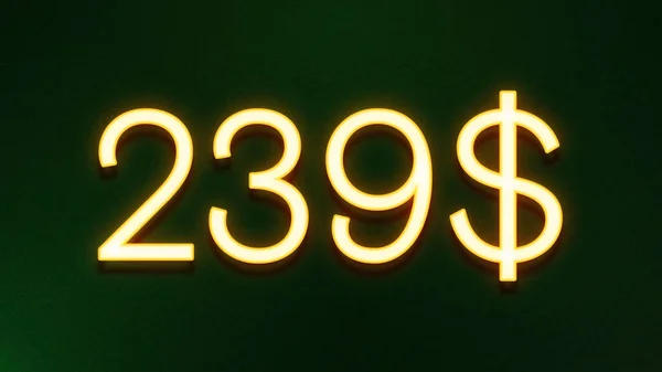 Símbolo Luz Dourada 239 Dólares Ícone Preço Fundo Escuro — Fotografia de Stock