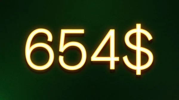 Símbolo Luz Dorada 654 Dólares Icono Precio Sobre Fondo Oscuro —  Fotos de Stock