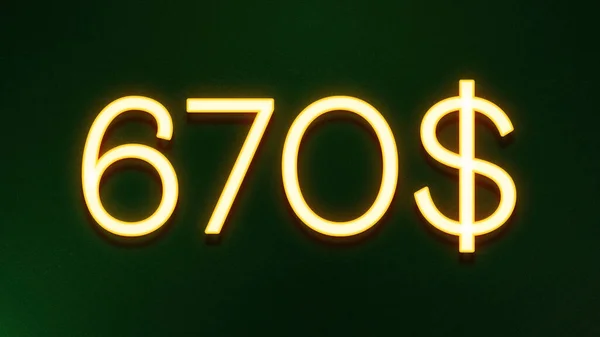 Zlatý Symbol Světla 670 Dolarů Cena Ikona Tmavém Pozadí — Stock fotografie