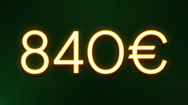 Gouden Lichtsymbool Van 840 Euro Prijskaartje Donkere Achtergrond — Stockfoto