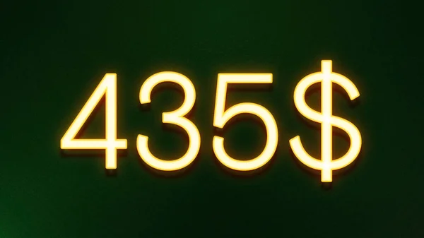 Símbolo Luz Dourada 435 Dólares Ícone Preço Fundo Escuro — Fotografia de Stock