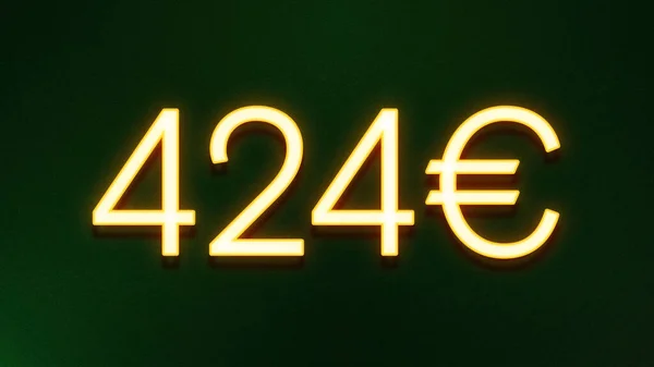 暗色背景上424欧元价格图标的金光符号 — 图库照片