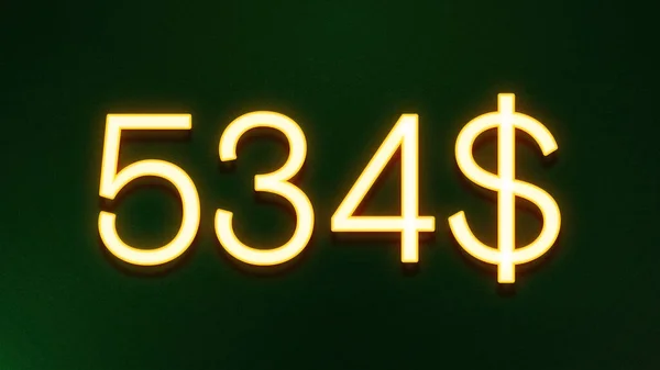 Złote Światło Symbol 534 Dolarów Cena Ikona Ciemnym Tle — Zdjęcie stockowe