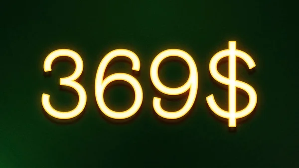 暗い背景に369ドルの価格アイコンの黄金の光のシンボル — ストック写真