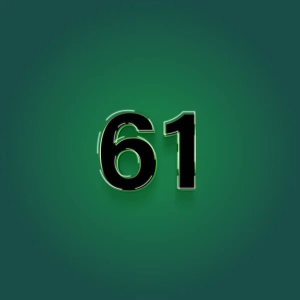 緑の背景に描かれた3D 61番のイラスト — ストック写真