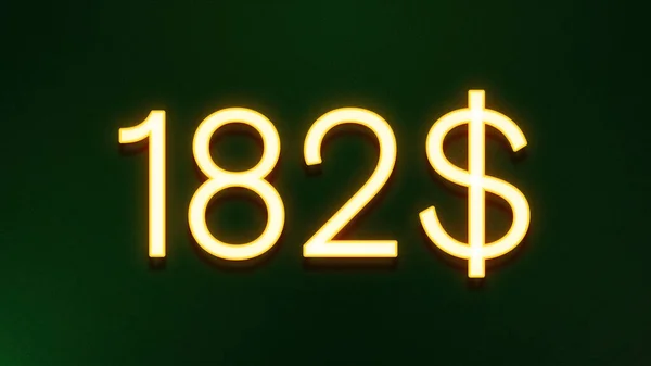 Símbolo Luz Dourada 182 Dólares Ícone Preço Fundo Escuro — Fotografia de Stock
