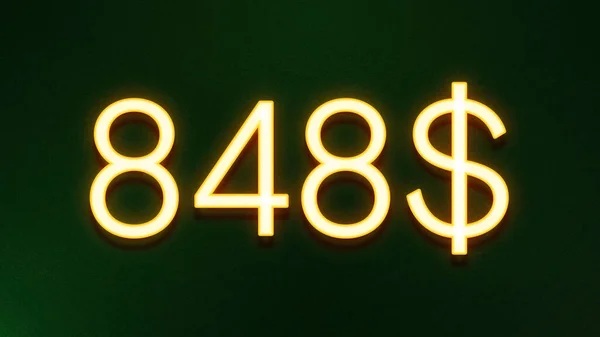 Símbolo Luz Dourada 848 Dólares Ícone Preço Fundo Escuro — Fotografia de Stock