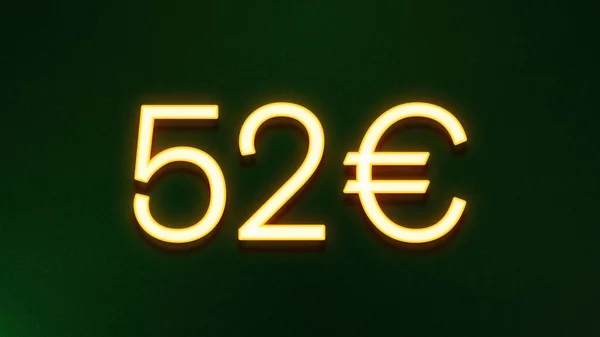 Golden light symbol of 52 euros price icon on dark background
