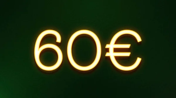 Gouden Lichtsymbool Van Euro Prijskaartje Donkere Achtergrond — Stockfoto