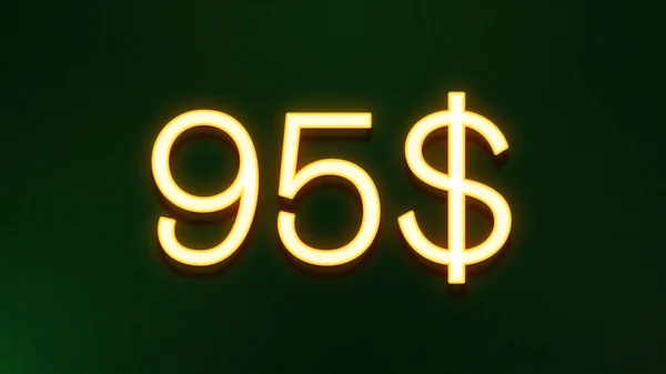 暗い背景に95ドルの価格アイコンの黄金の光のシンボル — ストック写真