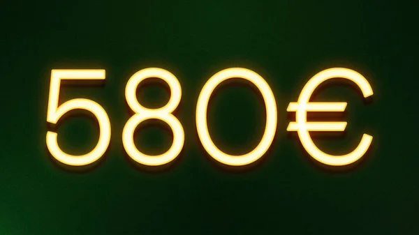Gouden Lichtsymbool Van 580 Euro Prijskaartje Donkere Achtergrond — Stockfoto