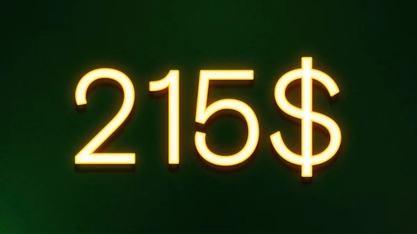 Símbolo Luz Dourada 215 Dólares Ícone Preço Fundo Escuro — Fotografia de Stock
