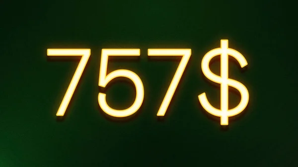 Золотой Светлый Символ Цены 757 Долларов Темном Фоне — стоковое фото