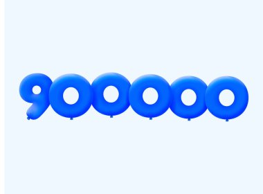 Mavi 3D numara 900.000 balon şeklinde. Parti dekorasyonu için vektör illüstrasyon tasarımı