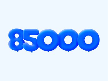 Mavi 3D numara 85.000 balon şeklinde. Parti dekorasyonu için vektör illüstrasyon tasarımı