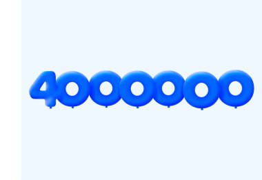 Mavi 3D numara 4000. Balon şeklinde. Parti dekorasyonu için vektör illüstrasyon tasarımı