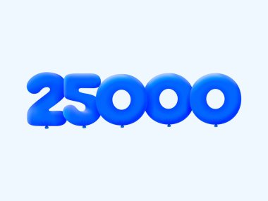 Mavi 3D numara 25000 balon şeklinde. Parti dekorasyonu için vektör illüstrasyon tasarımı