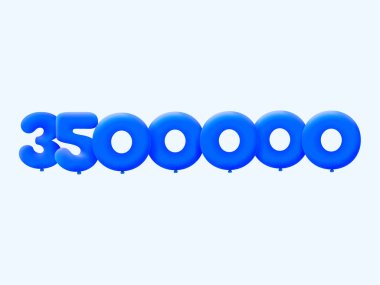 Mavi 3500.000 numara, balon şeklinde. Parti dekorasyonu için vektör illüstrasyon tasarımı