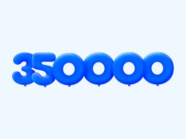 Mavi 350.000 numara, balon şeklinde. Parti dekorasyonu için vektör illüstrasyon tasarımı