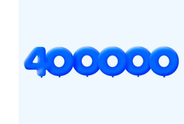 Mavi 3D numara 400.000 balon şeklinde. Parti dekorasyonu için vektör illüstrasyon tasarımı