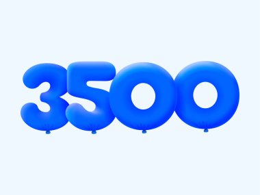 Mavi 3500 numara balon şeklinde. Parti dekorasyonu için vektör illüstrasyon tasarımı