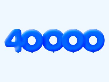 Mavi 3D numara 40000 balon şeklinde. Parti dekorasyonu için vektör illüstrasyon tasarımı
