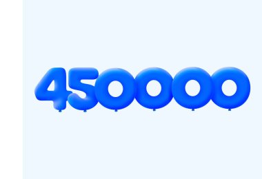 Mavi 3D numara 450000, balon şeklinde. Parti dekorasyonu için vektör illüstrasyon tasarımı