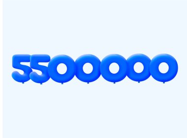 Mavi 3D numara 5500.000 balon şeklinde. Parti dekorasyonu için vektör illüstrasyon tasarımı