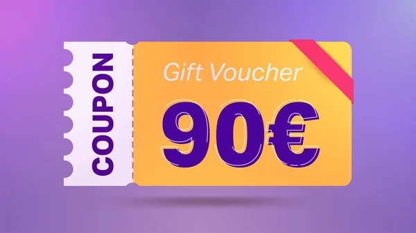 Orange Euro Cupom Presente Desconto Voucher Para Site Anúncios Internet — Vetor de Stock