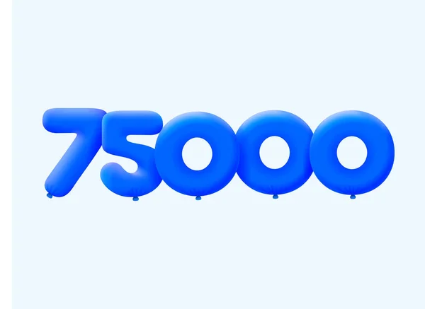 Blu Numero 75000 Forma Palloncini Disegno Illustrazione Vettoriale Decorazione Del — Vettoriale Stock