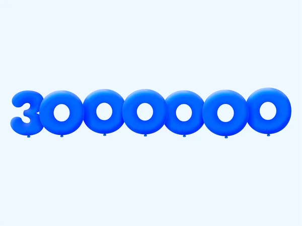 Azul Número 3000000 Forma Balões Design Ilustração Vetorial Para Decoração —  Vetores de Stock