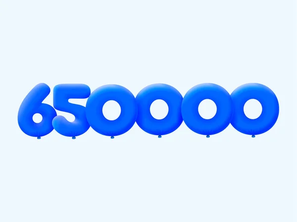 Blauw Nummer 650000 Vorm Van Ballonnen Vector Illustratie Ontwerp Voor — Stockvector