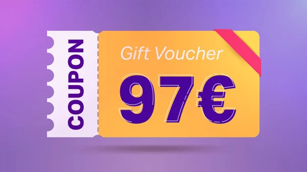 Laranja Euro Cupom Presente Desconto Voucher Para Site Anúncios Internet — Vetor de Stock