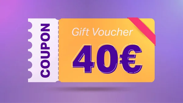 Laranja Euro Cupom Presente Desconto Voucher Para Site Anúncios Internet — Vetor de Stock