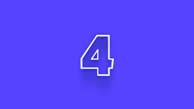 Mavi arkaplanda 3d 4 sayısının gösterimi