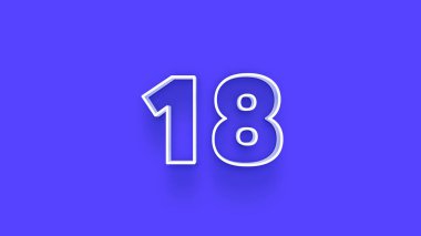 Mavi arkaplanda 3d 18 sayısının gösterimi