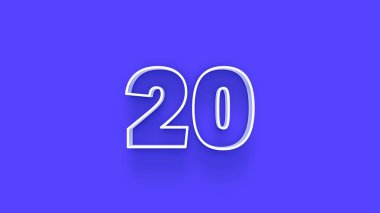 Mavi arkaplanda 3d 20 sayısının gösterimi