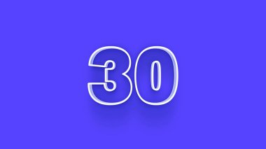 Mavi arkaplanda 3d 30 sayısının gösterimi