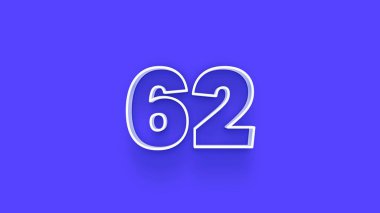 Mavi arkaplanda 3d 62 sayısının gösterimi