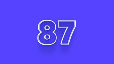 Mavi arkaplanda 3d 87 sayısının gösterimi