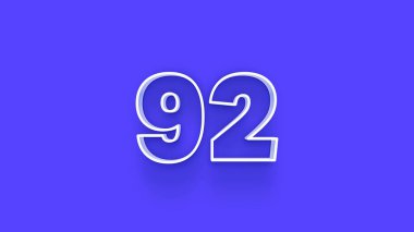 Mavi arkaplanda 3d 92 sayısının gösterimi