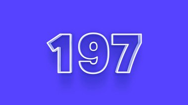 Mavi arkaplanda 3d 197 sayısının gösterimi