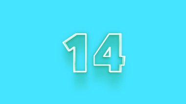 Mavi arkaplanda 3d 14 sayısının gösterimi