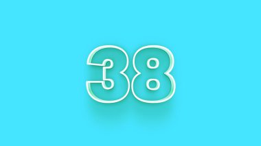Mavi arkaplanda 3d 38 sayısının gösterimi
