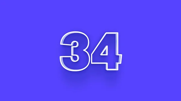 青の背景に3D 34番の数字のイラスト — ストック写真