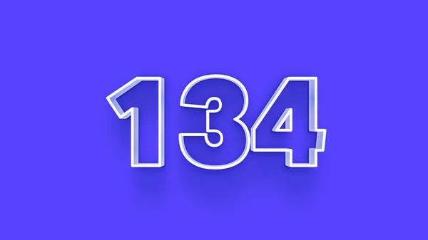 Απεικόνιση Του 134 Αριθμό Μπλε Φόντο — Φωτογραφία Αρχείου